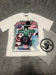 HELLSTAR Men’s M Cotton White Crew Neck Short Sleeve Graphic Logo T-Shirt