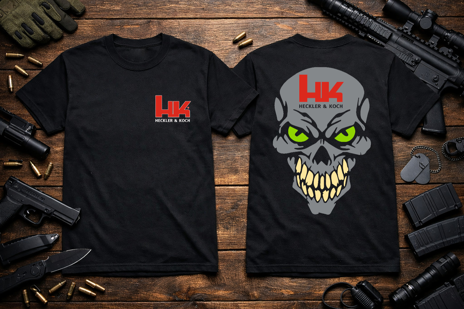 HK USA Heckler and Koch Skull T-Shirt Heavyweight S M L XL 2XL 3XL 4XL 5XL gallery