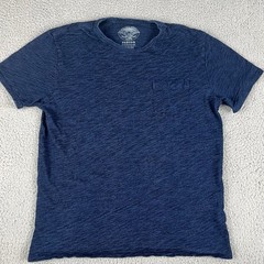 Wallace & Barnes Shirt Mens Medium Indigo Blue Short Sleeve Pocket Crew Neck