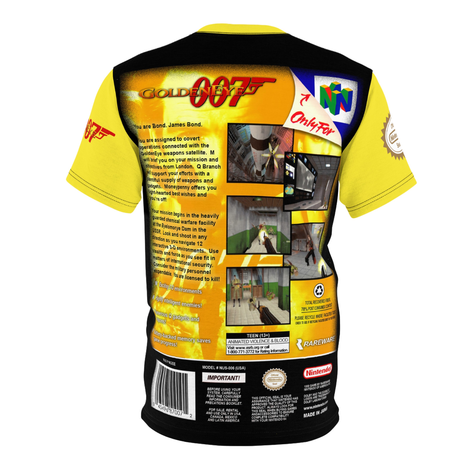 GoldenEye 007 Retro Vintage Nintendo 64 Video Game Box T-Shirt gallery