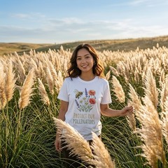 Protect Our Pollinators Flower & Bee T-Shirt, Eco-Friendly Nature Enthusiast Tee