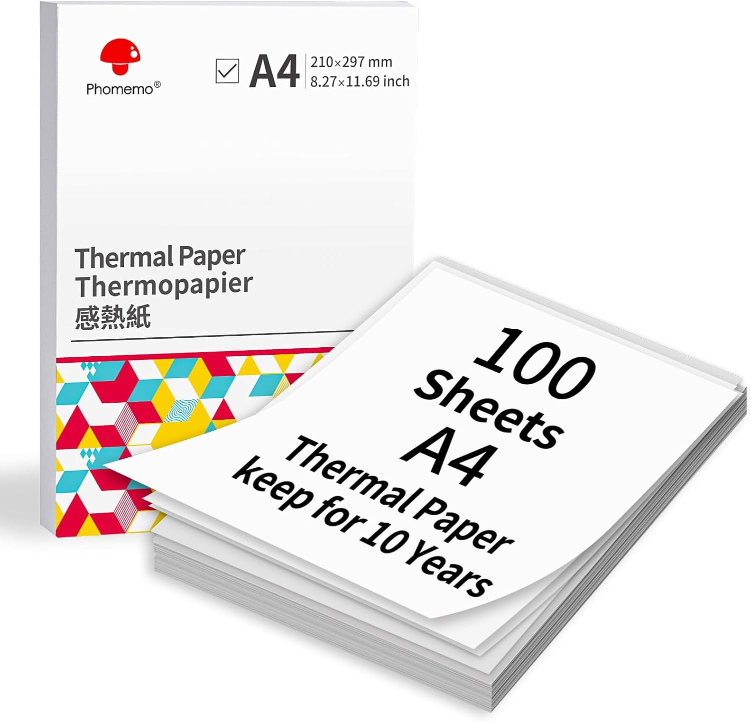 A4 Thermal Paper, Thermal Printer Paper for Portable Printer, Compatible with M0