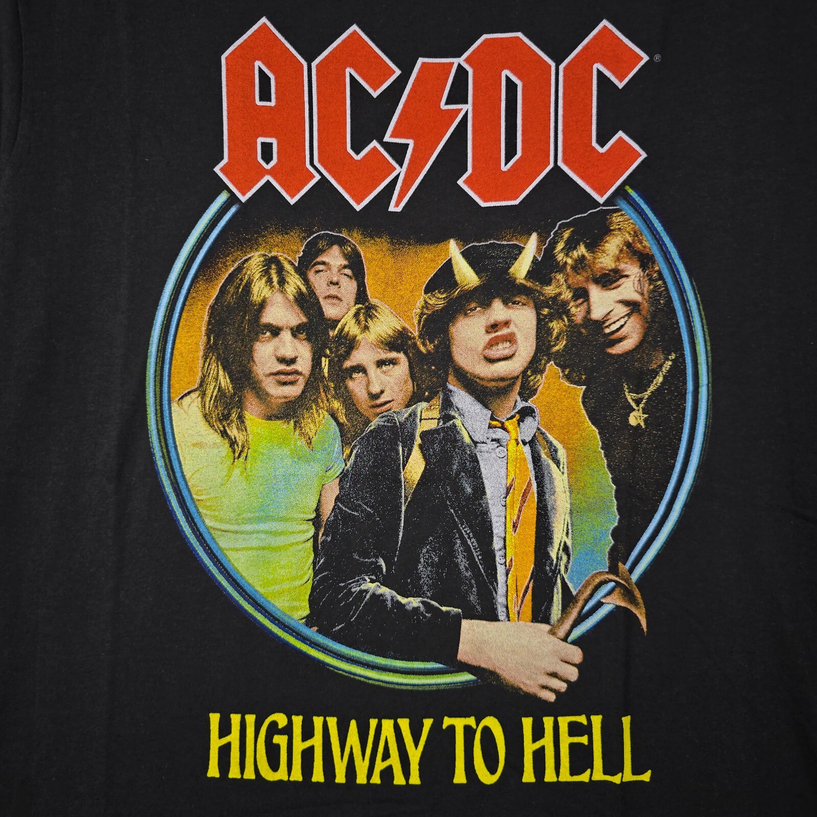 ACDC Shirt Mens LARGE L BLACK NEW HIGHWAY TOO HELL CONCERT TOUR ROCK Music NWT gallery