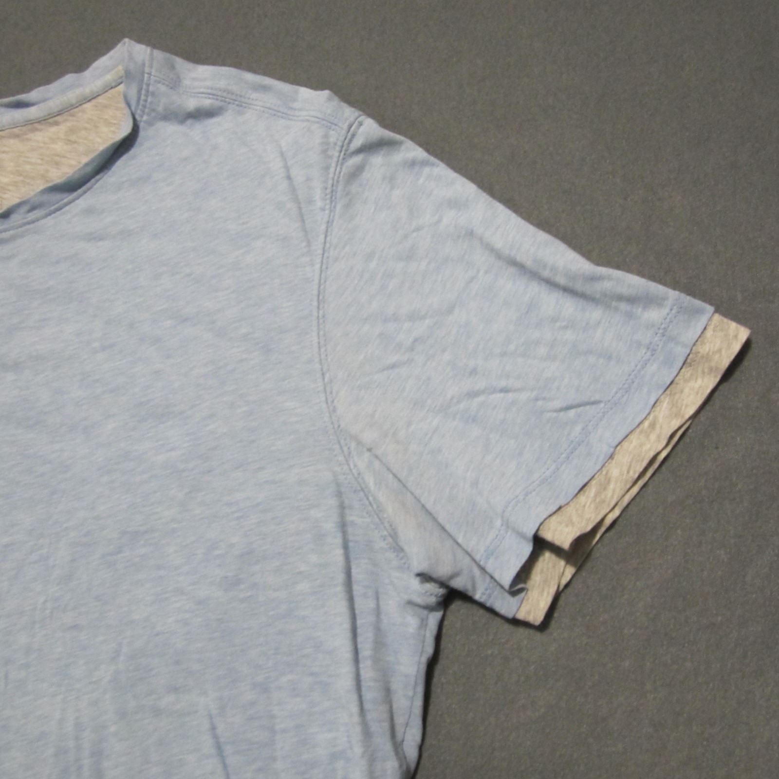 Vince Button Collar Shirt Mens M Light Blue Double Layered Pima Cotton SS gallery