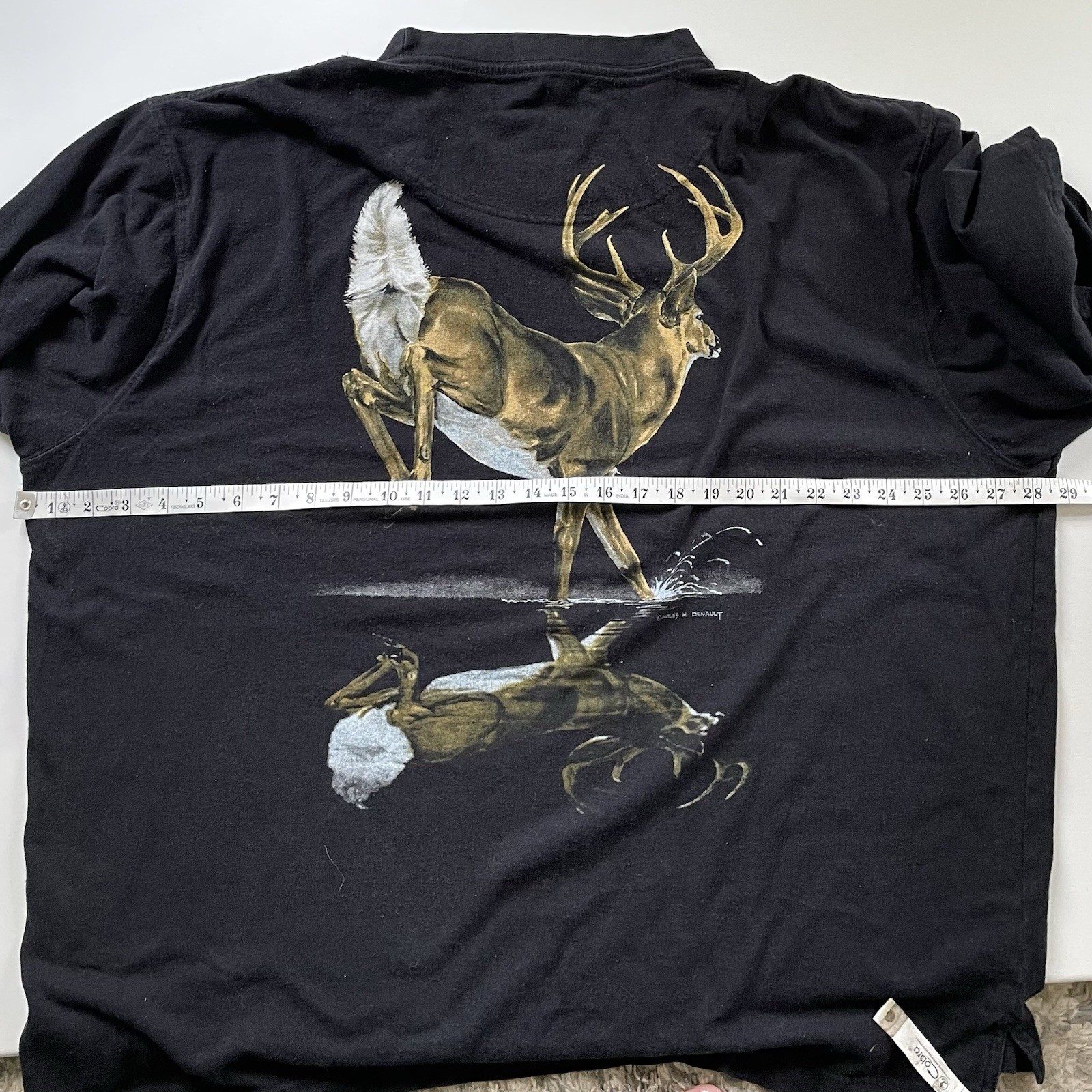 Legendary Men 3X Whitetail Deer Mirror Image Black Double Sided Graphic Shirt gallery