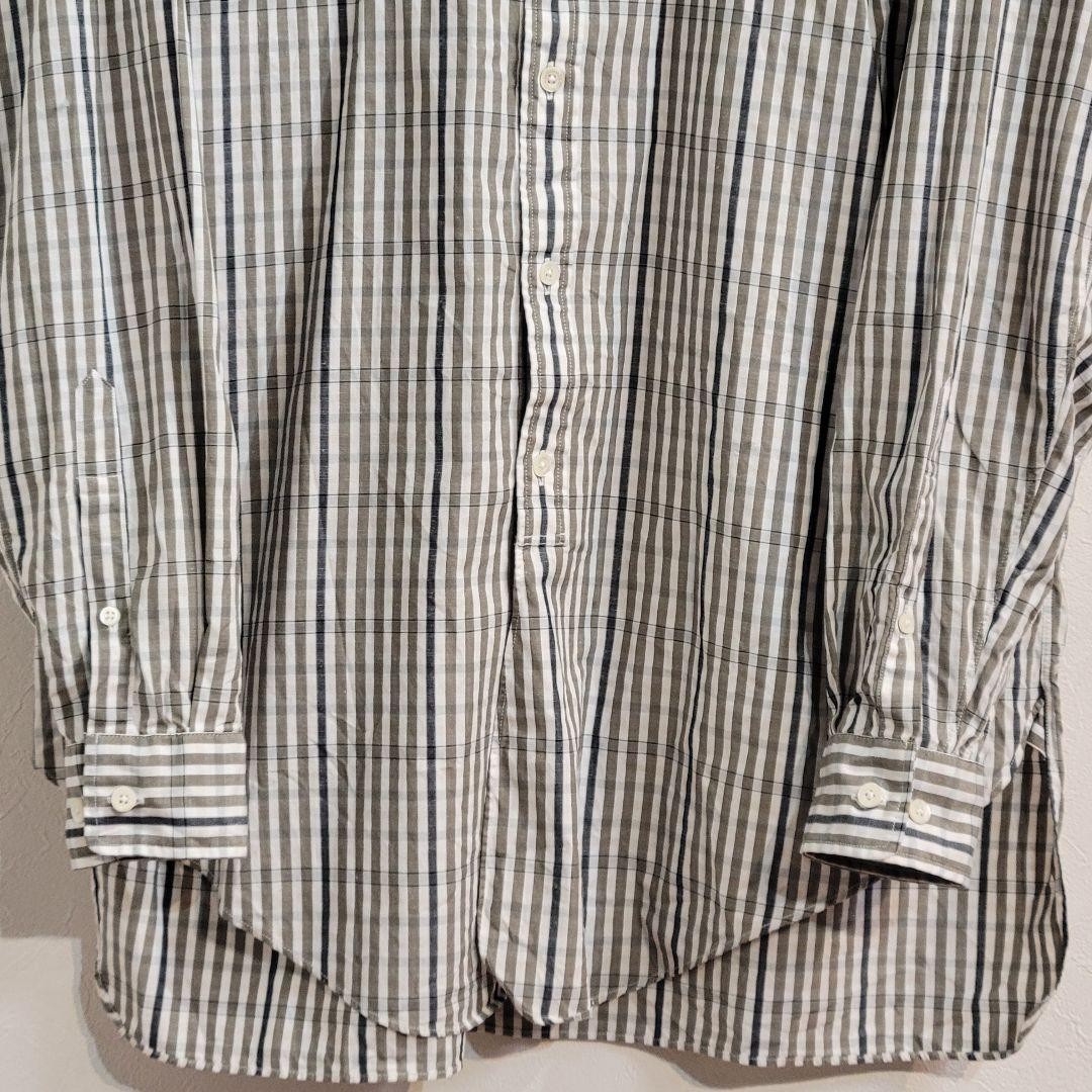 PHIGVEL Stand Collar Long Shirt Striped Gray/White Size 2 Japan Made gallery