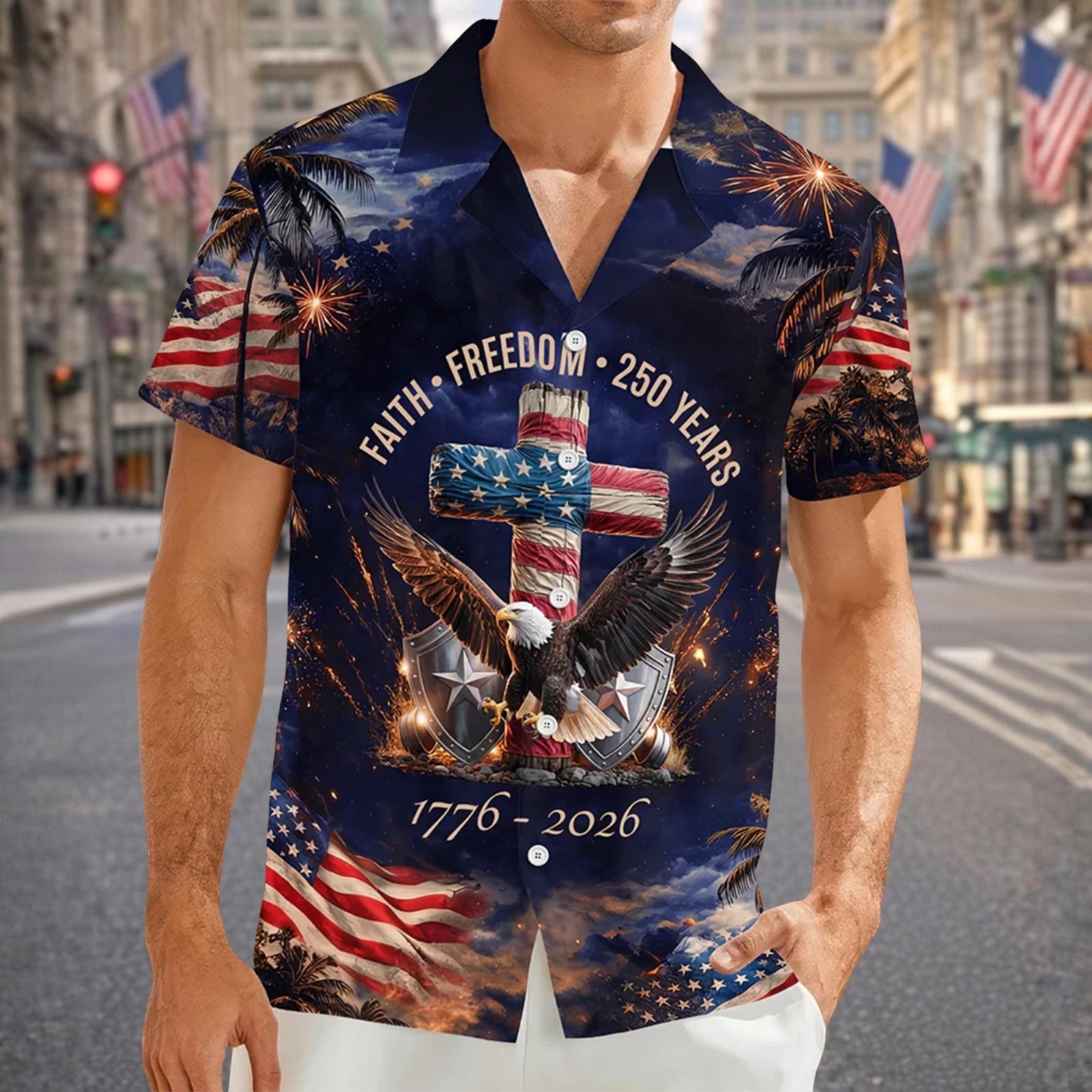 America 250th Anniversary Hawaiian Shirt, 250 Years Of Freedom Button Shirt gallery