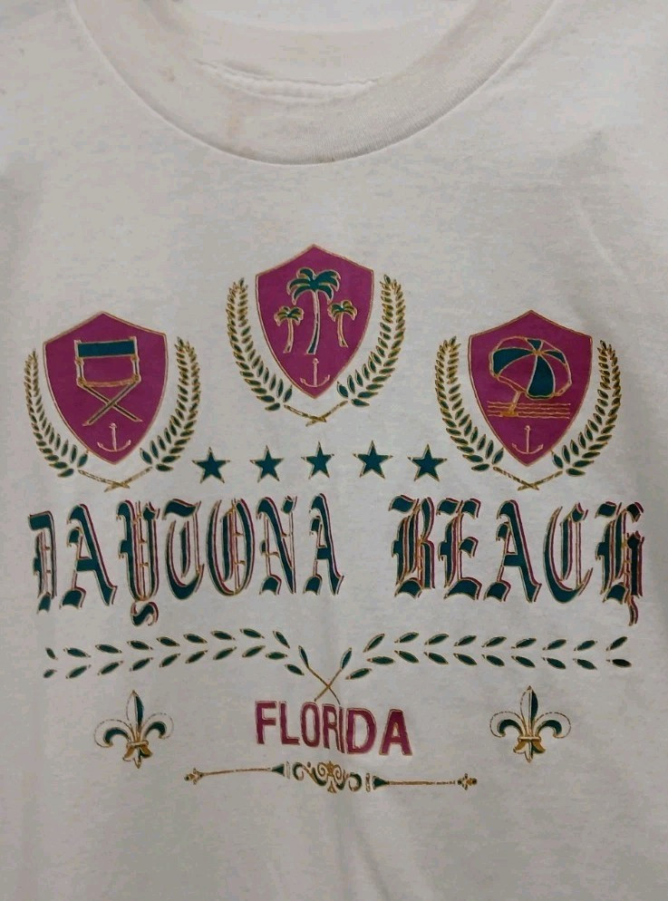 VTG Florida Tourist Tee XL Single Stitch Daytona Beach Crest Graphic USA gallery