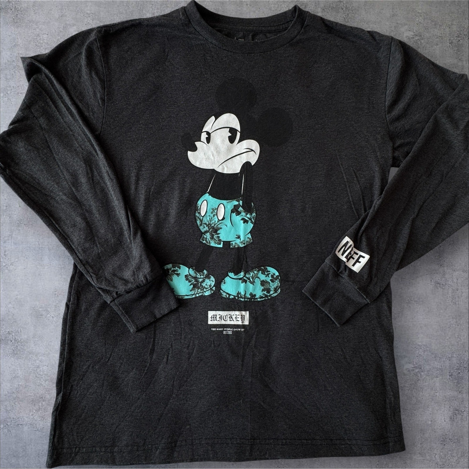 Disney Neff Mickey Mouse Long Sleeve Shirt Medium Gray Floral Graphic gallery