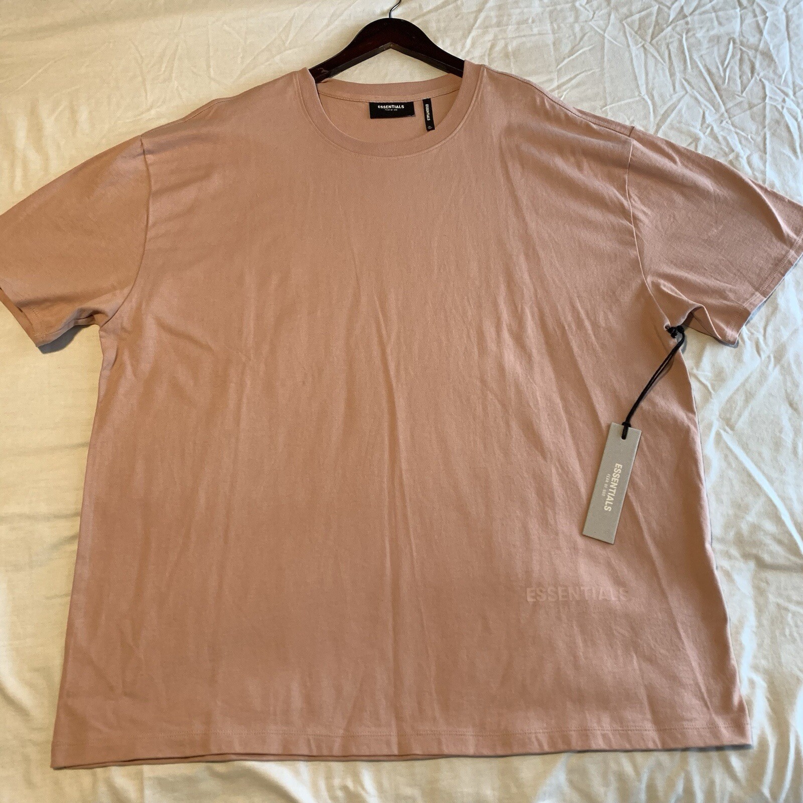 New Men’s Fear of God FOG Essentials 3M Logo Blush Pink Boxy XL Shirt Authentic gallery