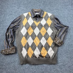 Bugatchi Uomo Shaped Fit Striped Button Down Shirt Mens L/S Paisley Trim Cuffs