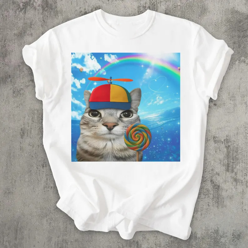Happy Cat Dreamcore T-shirt Funny Cats Brainrot Meme Silly Kitten Tee gallery