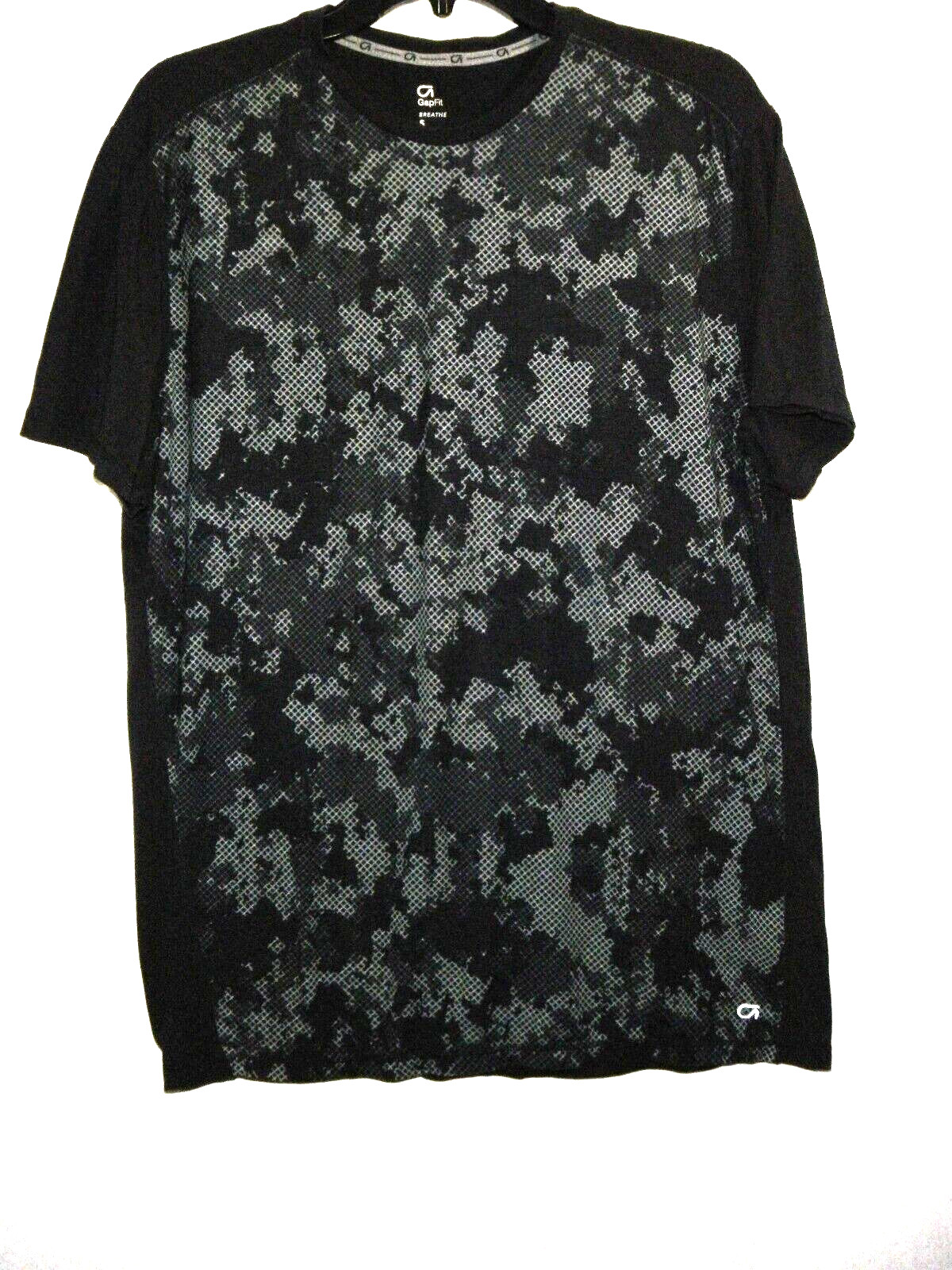 Gap Fit Breath T-Shirt Men S Black Gray Camo Crew Neck Short Sleeve gallery