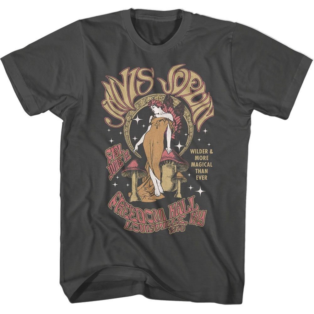 Janis Joplin – Fairy And Moon – American Classics – Solid Gray Adult Short Sleev