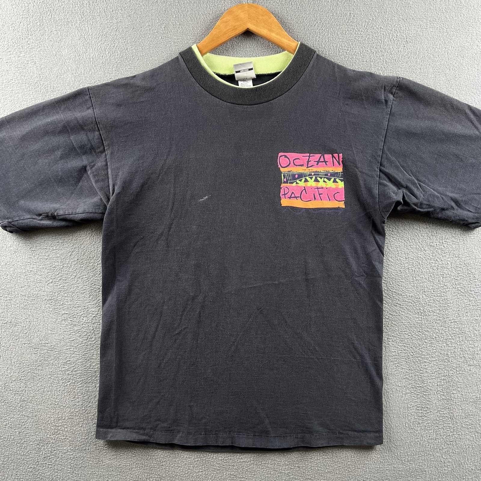 Vintage Ocean Pacific Shirt Mens Black Mint Green Layered 90s Surf Wave Tee OP gallery