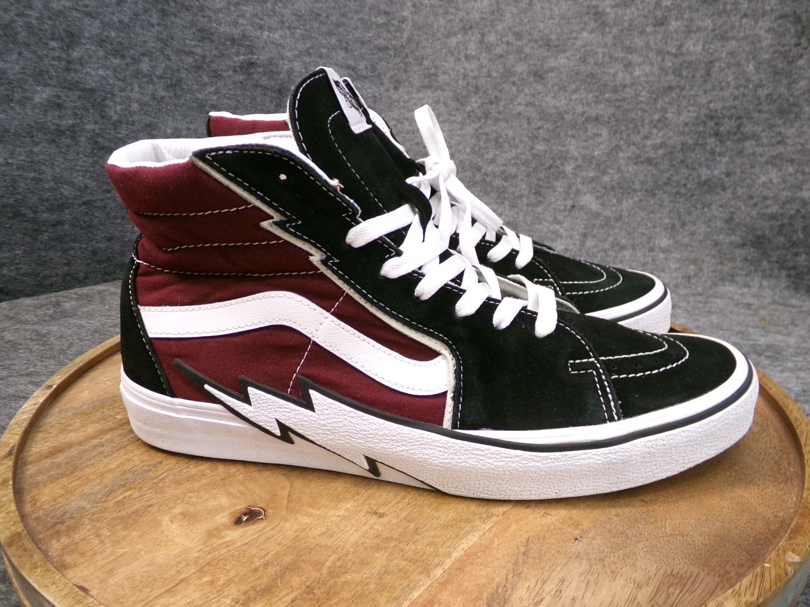 Vans Sk8-HI Bolt Mens Size 11.5 Maroon Black White Suede Skate Shoes VN0A5JIV5U8