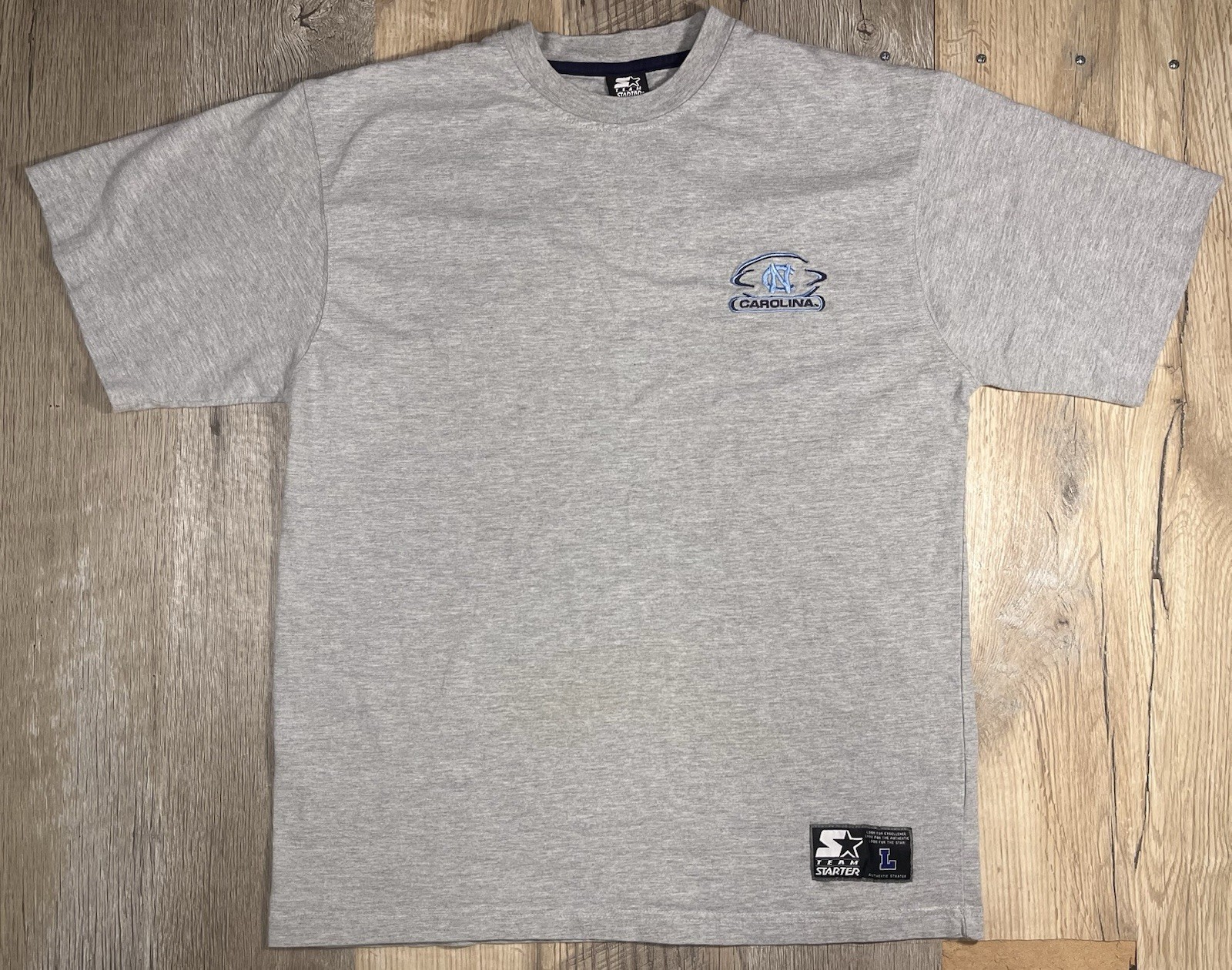 VTG UNC University of North Carolina Logo Gray T-Shirt Team Starter Men L STAINS
