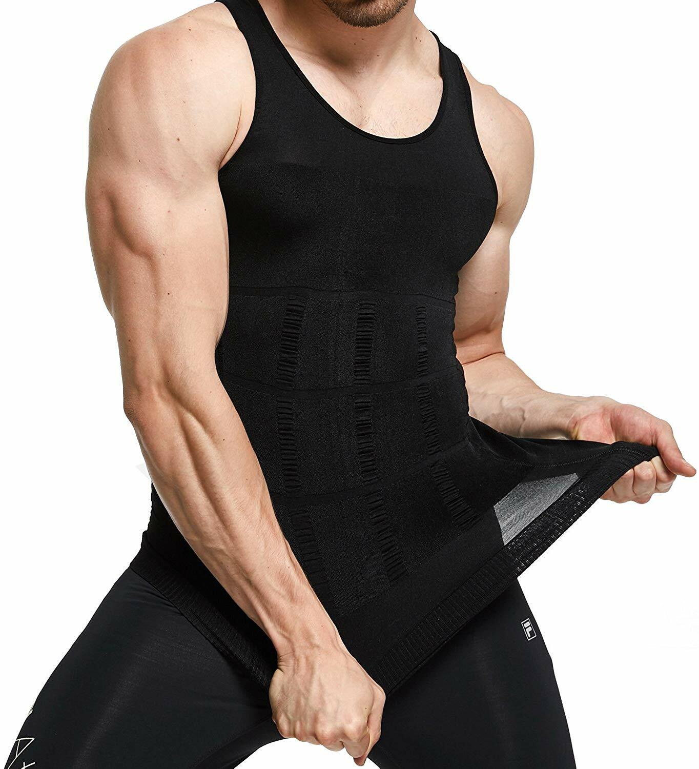 US Men Slimming Shirt Body Shaper Vest Compression Tank Top Corset Shapewear gallery