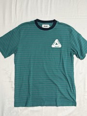 PALACE MEN’S LARGE PETIT STRIPE 220 SS T-SHIRT TEAL & PINK (Fall/Winter 2017)
