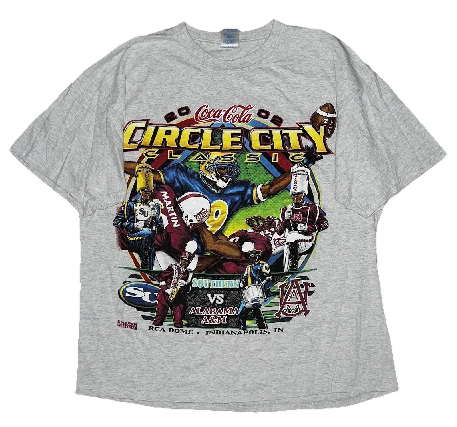 Vtg Ambush Sportswear Circle City Classic RCA Dome Coca Cola Football T Shirt XL gallery