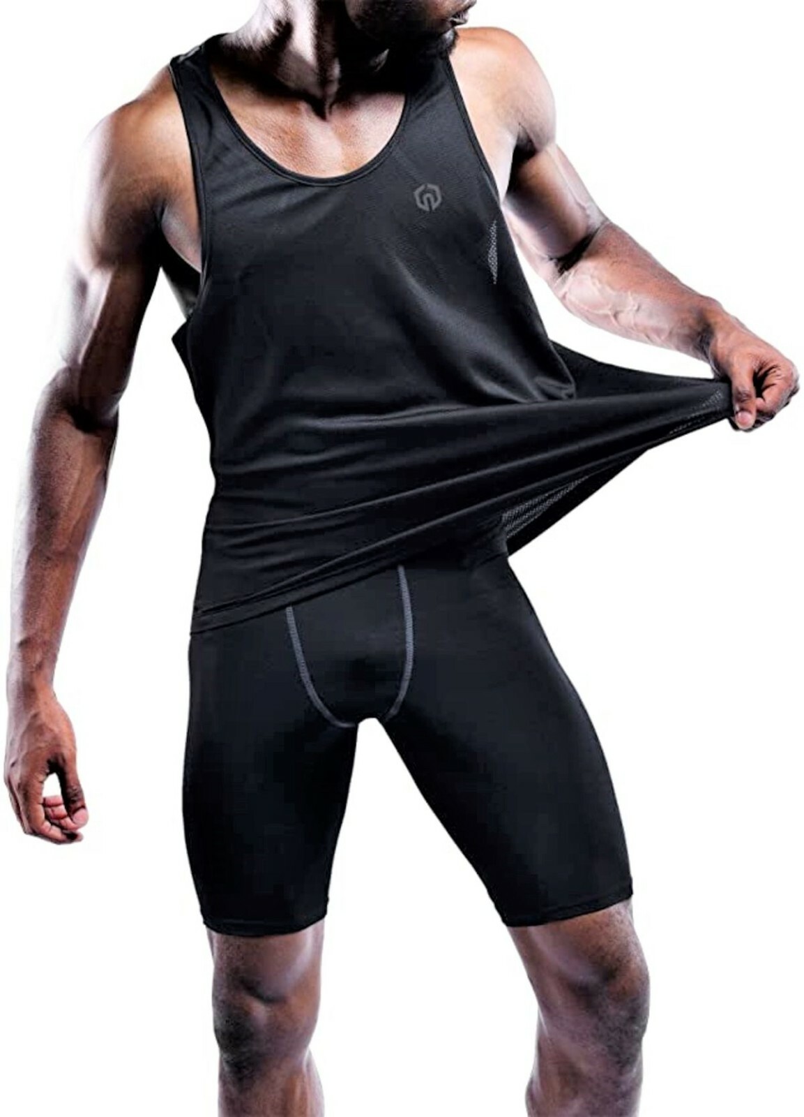 NELEUS 'Dry Fit Logo Muscle' Mesh Tank Top Men's M Gym Workout Exercise Blk NEW! gallery