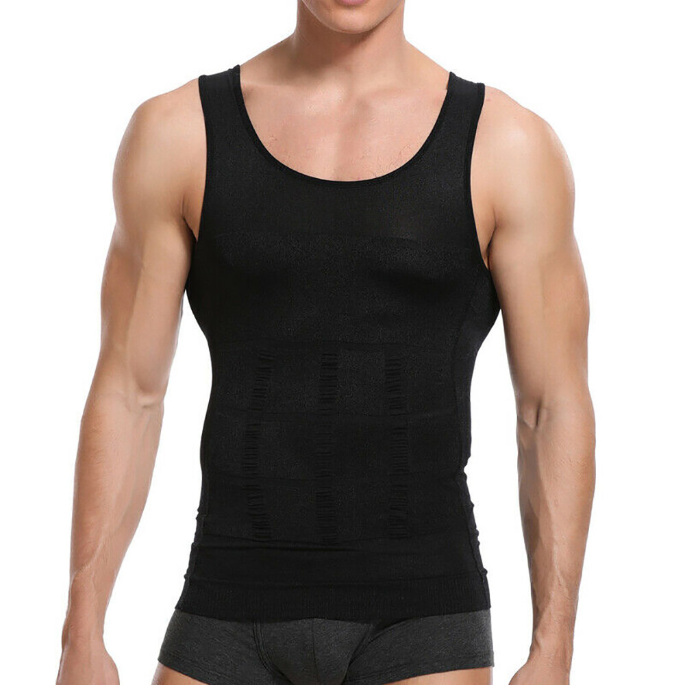 Men’s Shaper Cooling Tank Top Compression Belly Chest Slimming T-Shirt Gym Vest