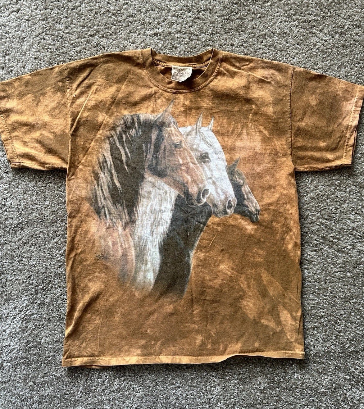 Y2K 2002 -The Mountain Graphic T-Shirt Leather Tag Mens XL Horse Portrait Print