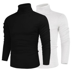 Men High-Neck Mock Turtleneck Ultra-Soft Undershirt Top Long Sleeve Pullover