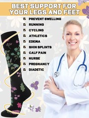 6 Pairs Christmas Compression Socks Women Men Knee High Compression Socks Sup…
