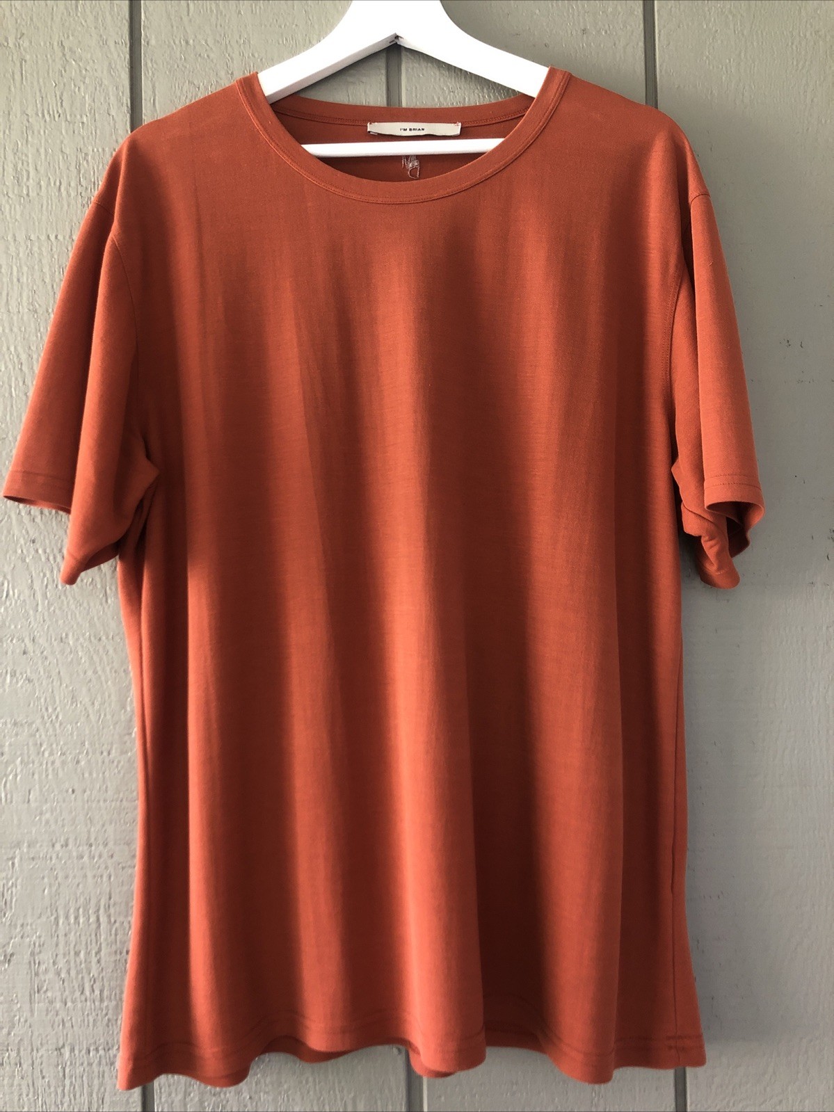 I'm Brian Mens T Shirt Rust Orange Made in Italy 55% Rayon Tee Size XL Quality!! gallery