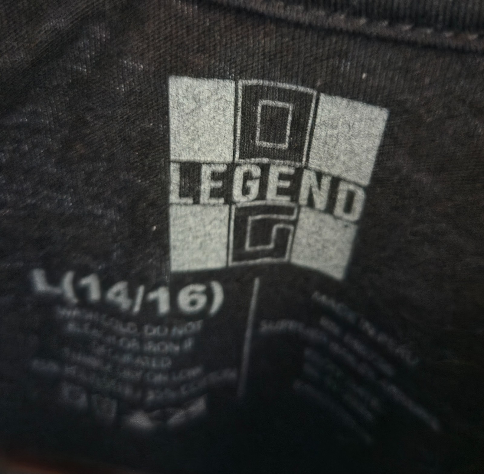 Black Cotton Tshirt feat a colorful graphic teddy bear,by Legend,size 14/16, lar gallery