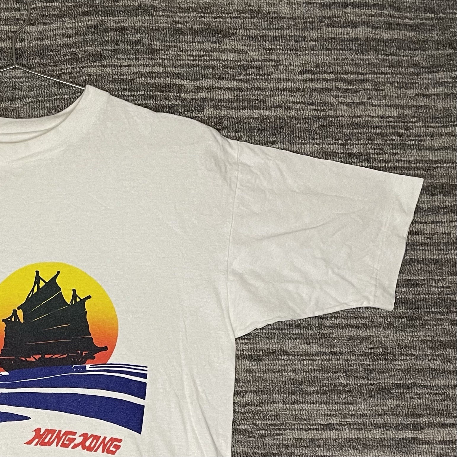 Vtg 80s Hong Kong Golden Ship Elastic Short Sleeve Shirt Size Medium Souvenir gallery