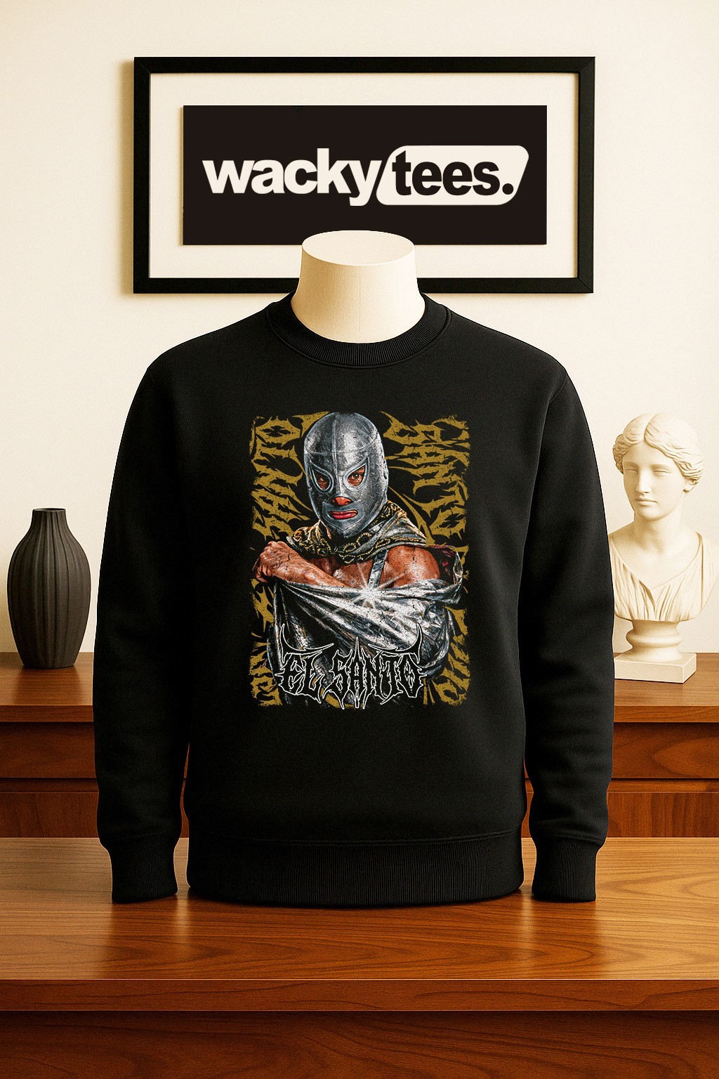 Lucha Libre El Santo Luchador Wrestling Oro Retro Style Graphic Tee Shirt gallery
