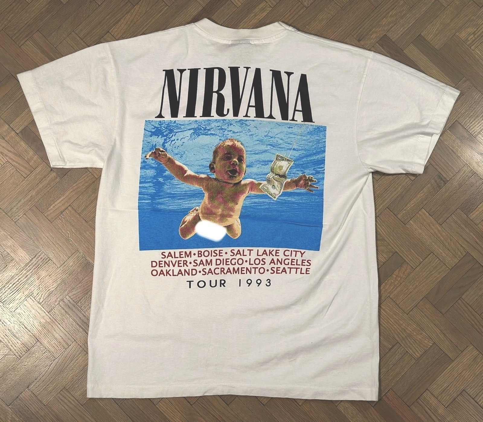 NIRVANA vintage 1993 IN UTERO TOUR t shirt RARE TURQUOISE gallery