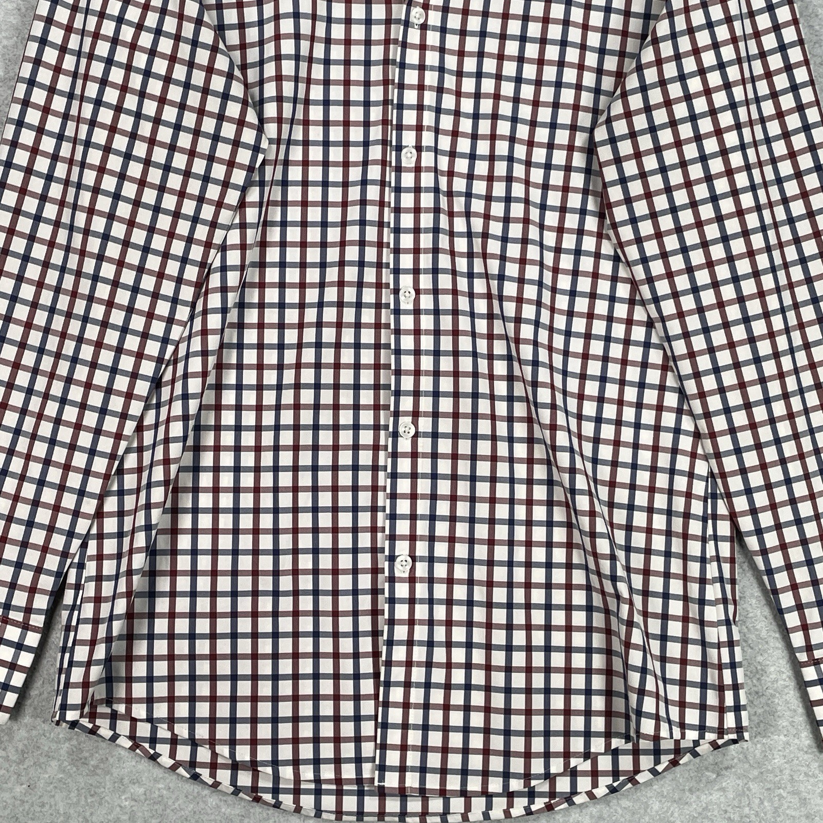 Mizzen Main Shirt M Trim Fit White Check Stretch Performance Long Sleeve Button gallery
