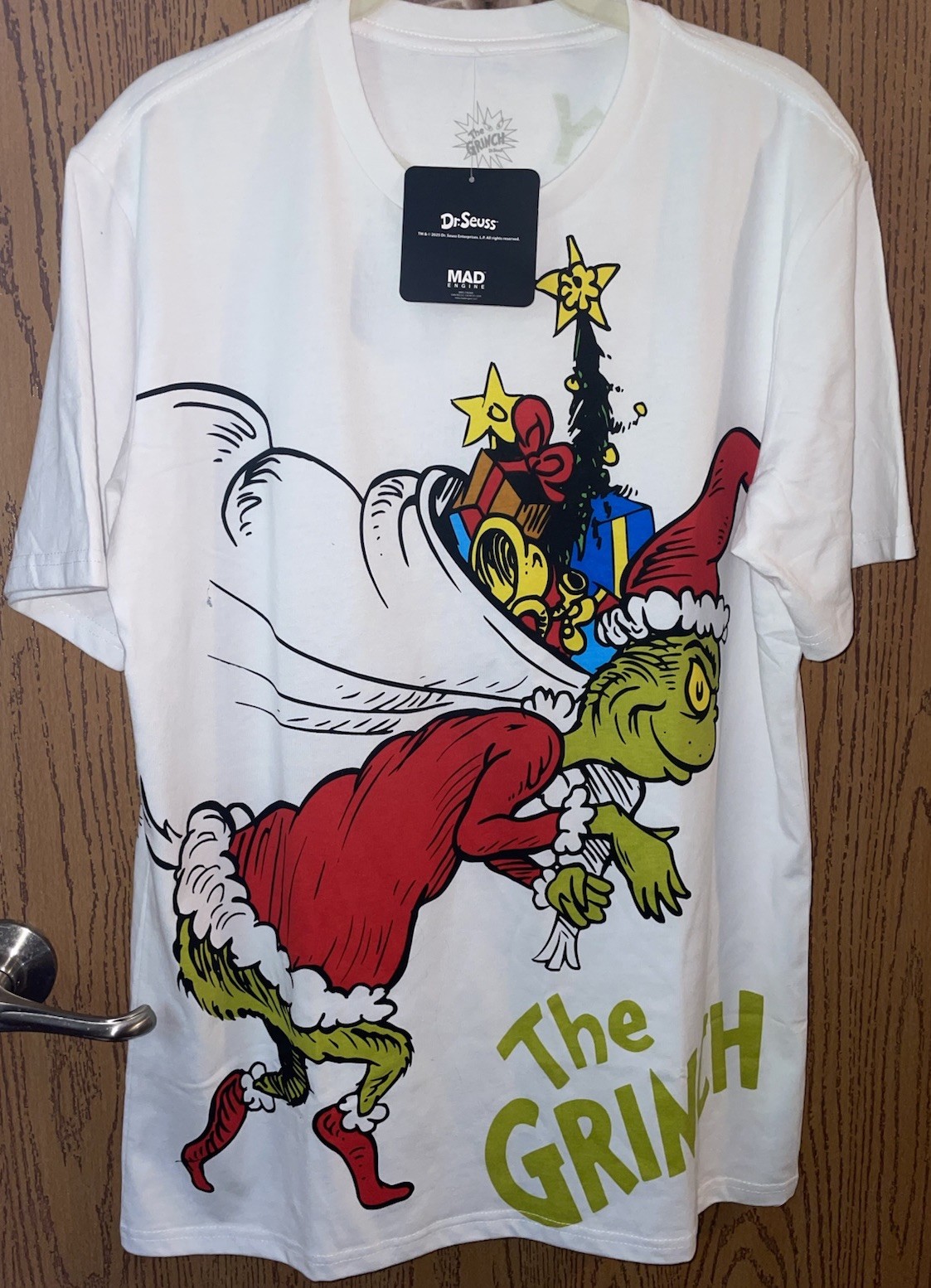 New Grinch Christmas tee shirt mens sz LARGE Double Sided Merry Grinchmas NEW!!