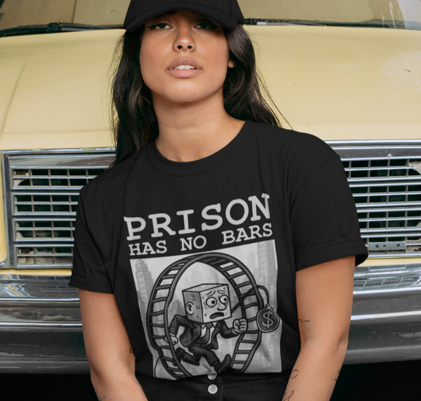 Prison Has No Bars Rat Race T SHIRT Eat The Rich Orwell 1984 Red Pill Matrix TEE gallery