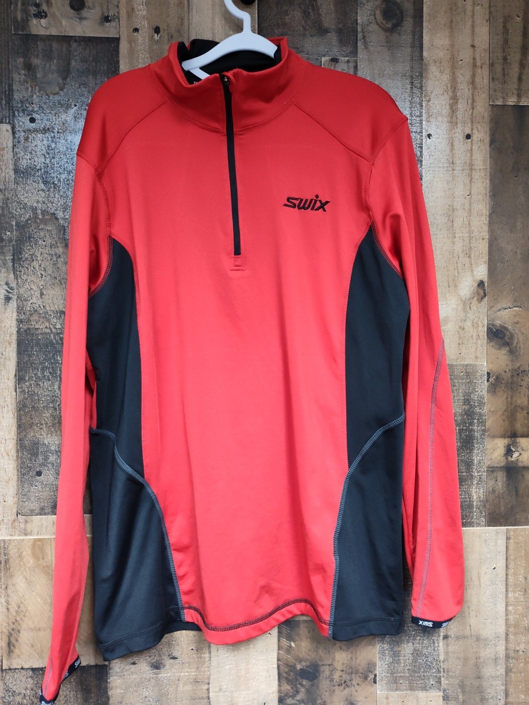 Swix Men’s Base Layer Top L Red 1/4 Zip Nordic Ski Thermal