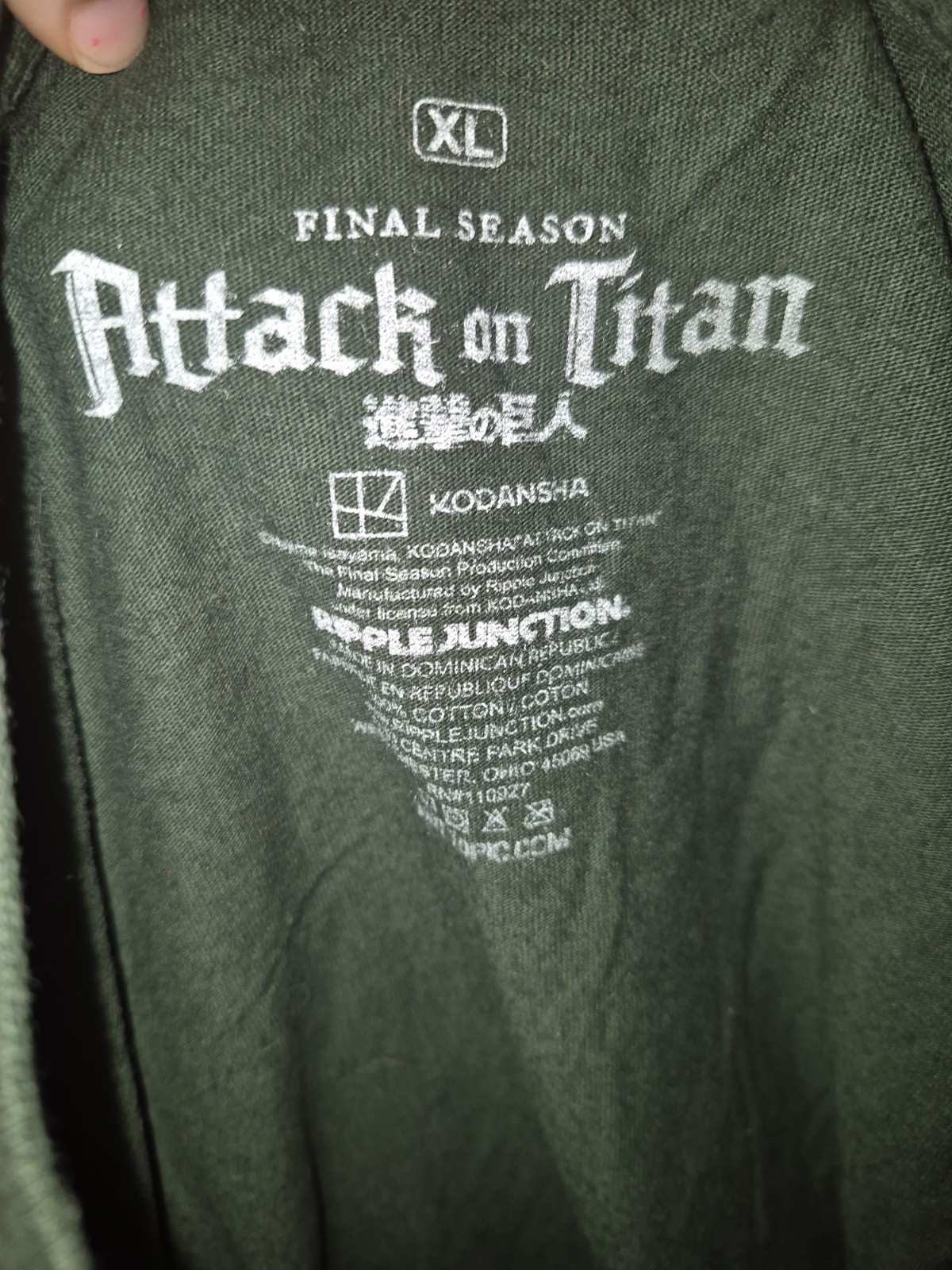 Green Attack on Titan Final Season Tee Shirt with Purple Graphic Size XL gallery