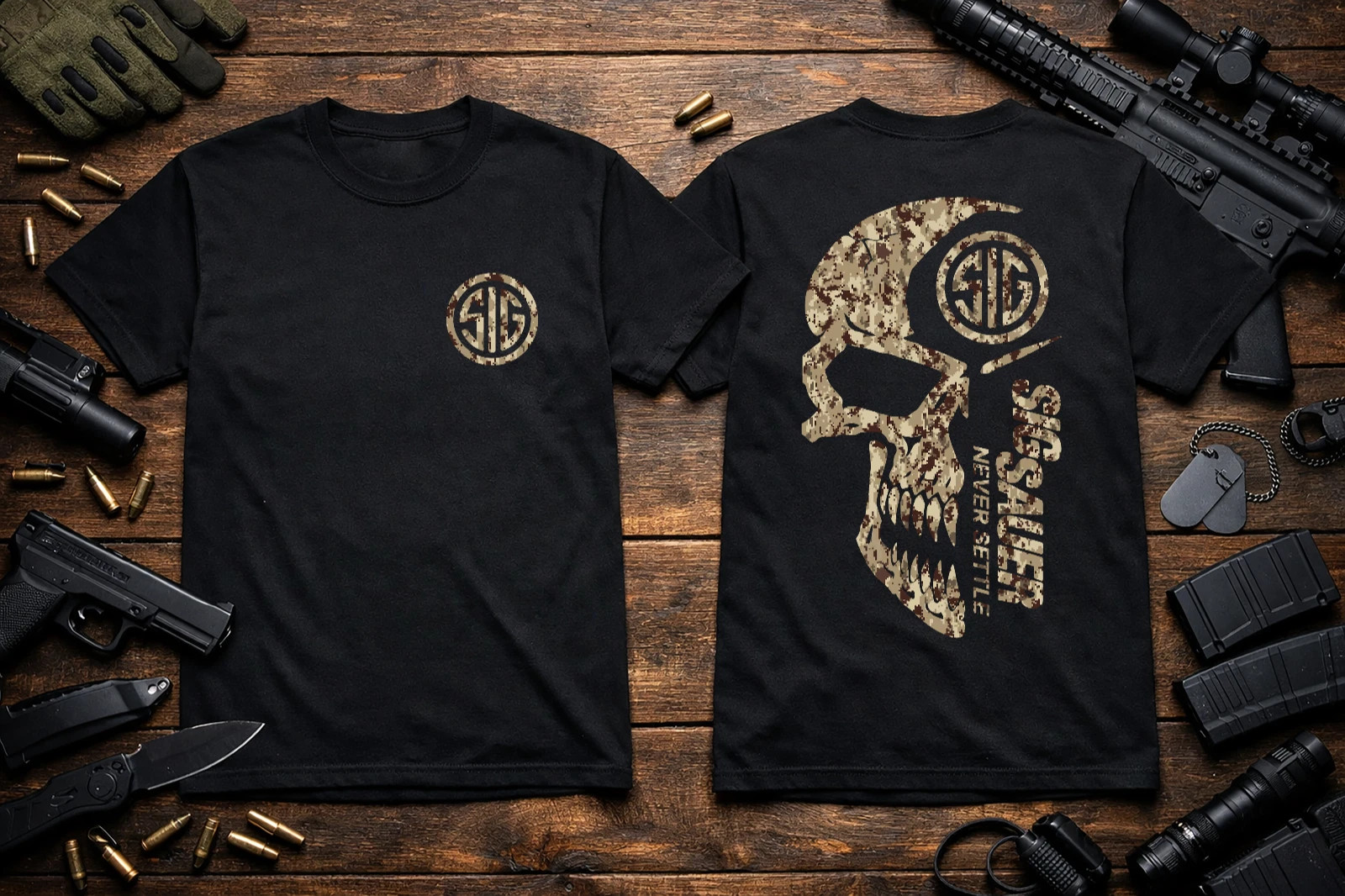 Sig Sauer Camo Skull T-Shirt Heavyweight S M L XL 2XL 3XL gallery