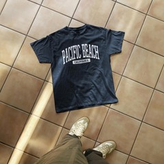 Pacific Beach California Souvenir Beach, Aesthetic, Retro Navy Blue Tee