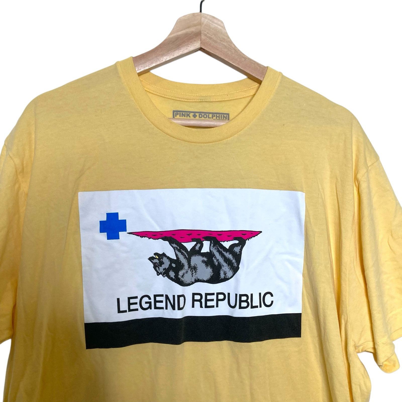 Pink + Dolphin Legend Republic Pink Bear Graphic T-Shirt Size XLarge Yellow gallery
