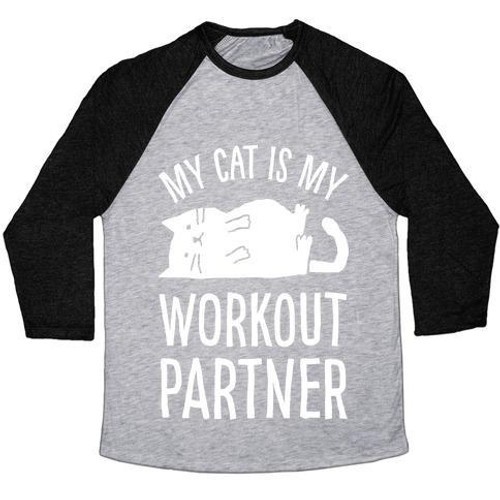 My Cat Is My Workout Partner Unisex Tri-Blend Baseball Tee gallery