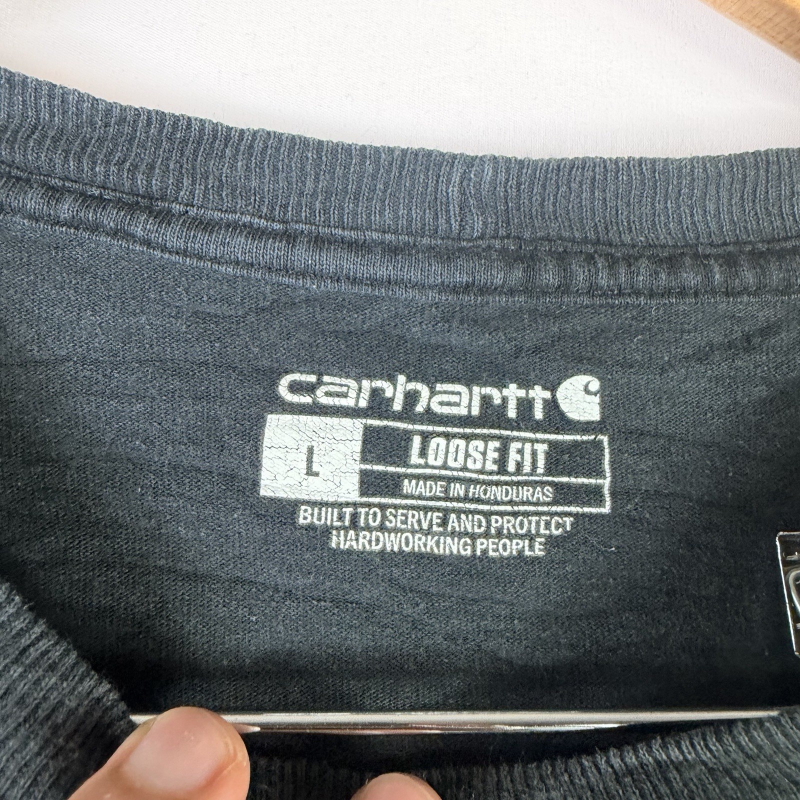 Carhartt T-Shirt Men's Large Loose Fit Black Short Sleeve Pocket Tee 100% Cotton gallery