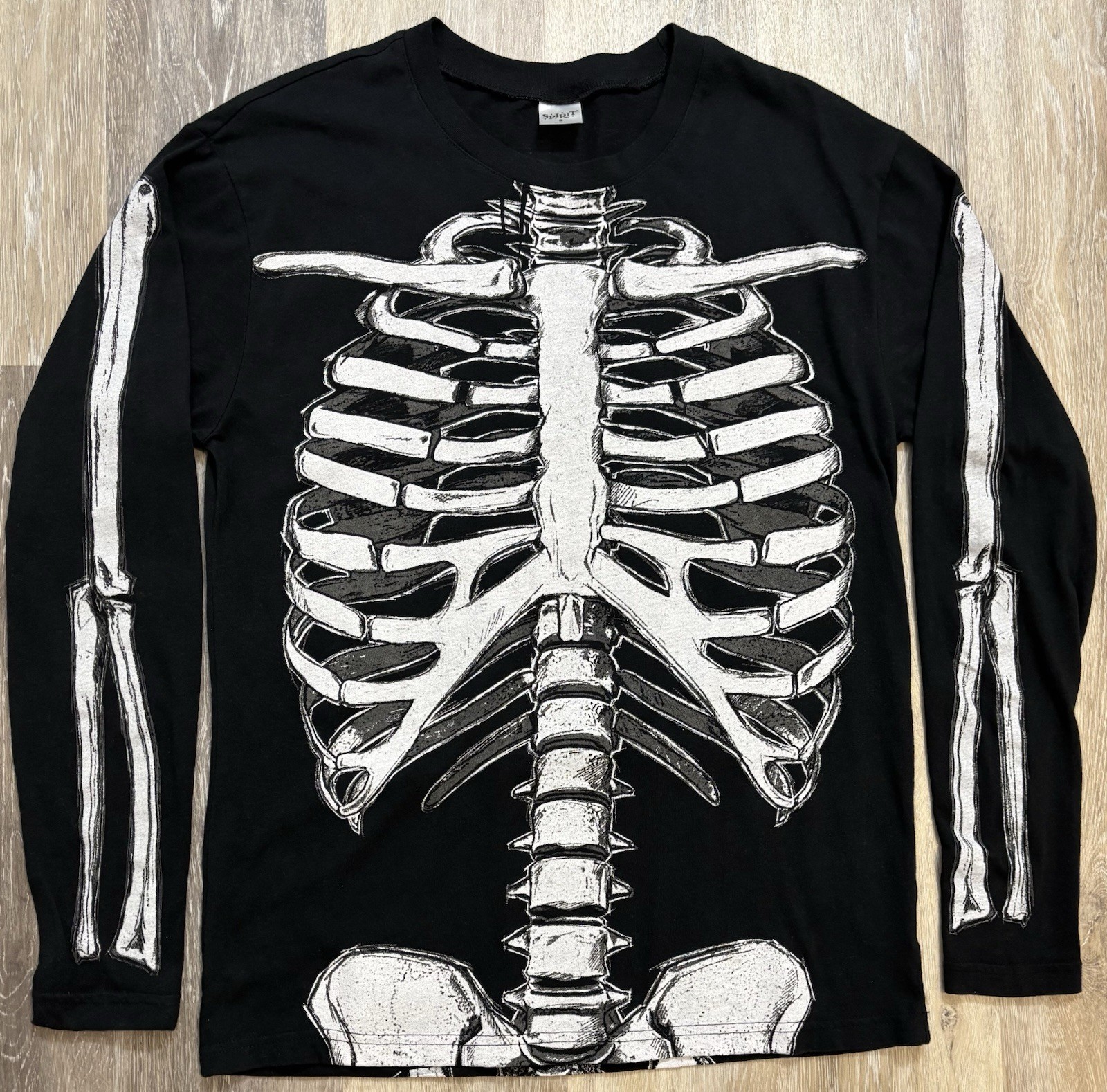Y2K Skeleton Long Sleeve Shirt AOP Double-Sided Goth Punk Spirit Halloween Small