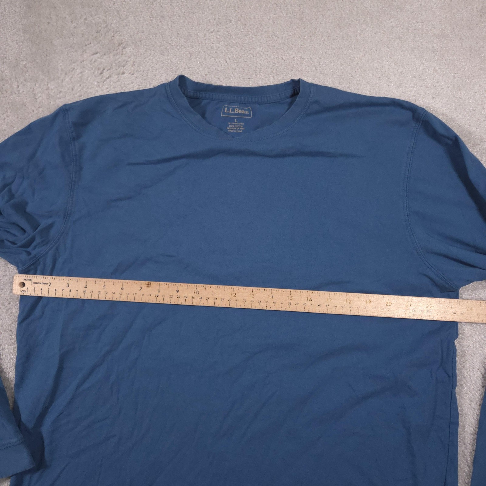 L.L. Bean Shirt Mens Large Tall Blue Long Sleeve Crewneck Tagless Tee Casual gallery
