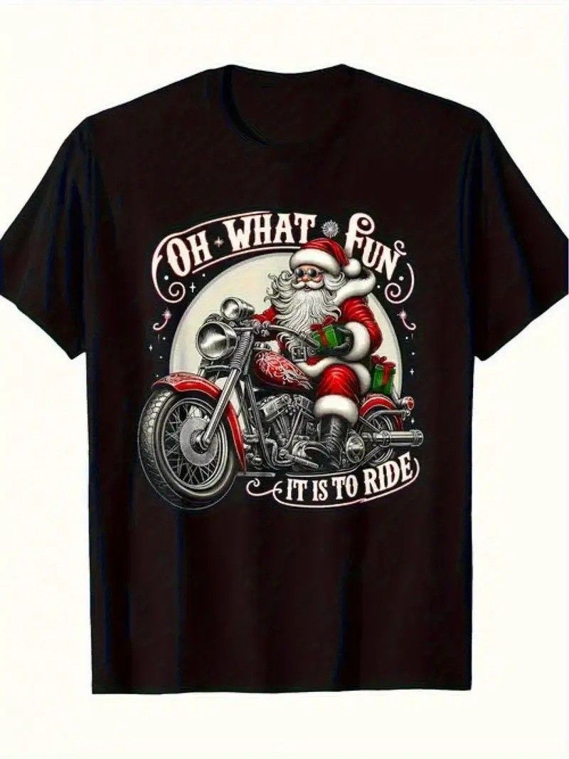 Santa Riding Motorcycle & Oh What Fun It Is to Ride Shirt S-3XL Q6354 gallery