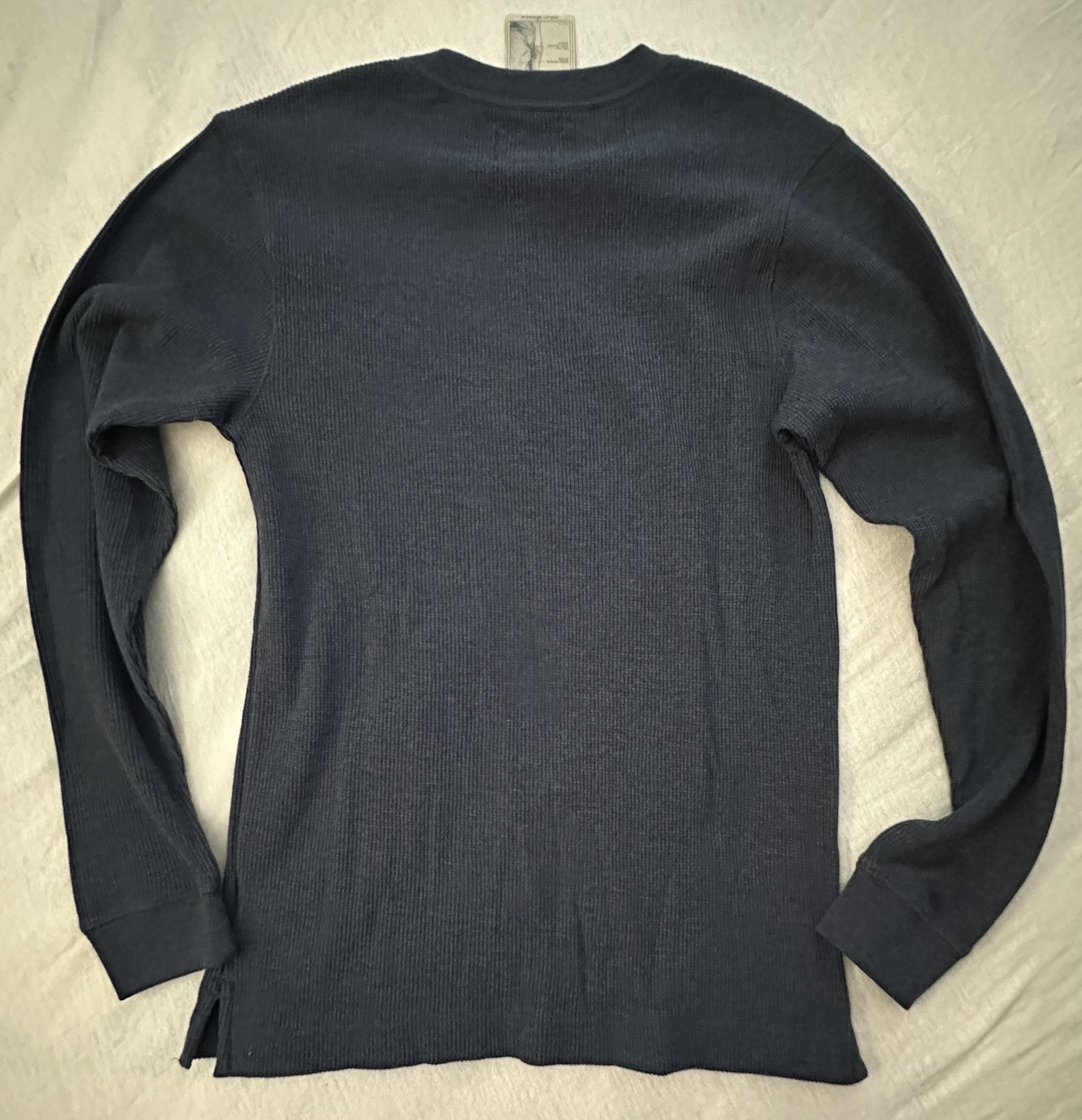 NEW St Johns Bay Shirt Mens Small Blue Cotton Henley Waffle Knit Long Sleeve gallery