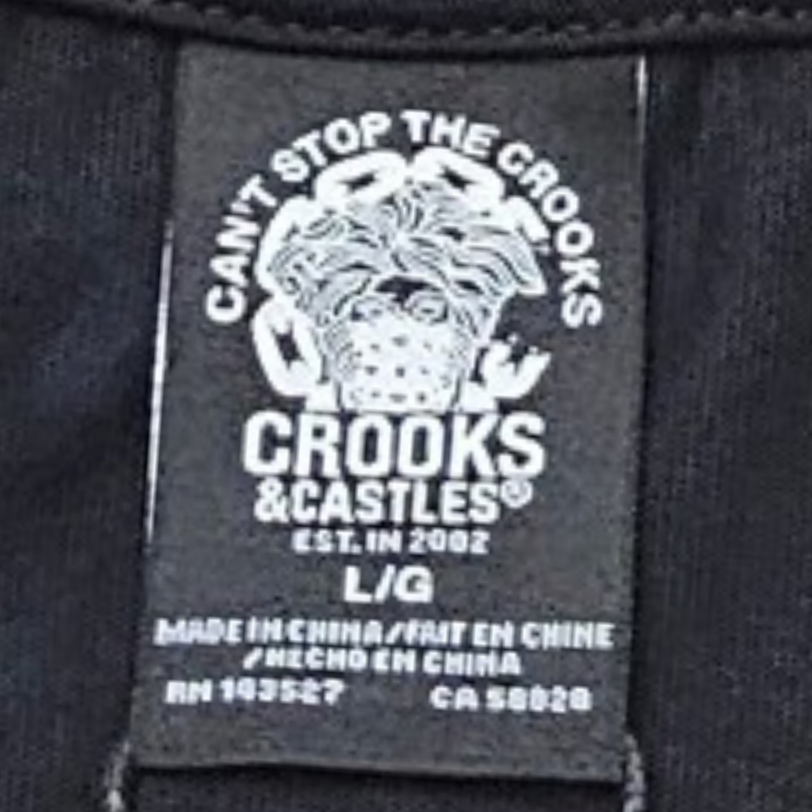 Crooks & Castles Crooks Football League Drop Shoulder Men Heavy Tee Black Size L gallery