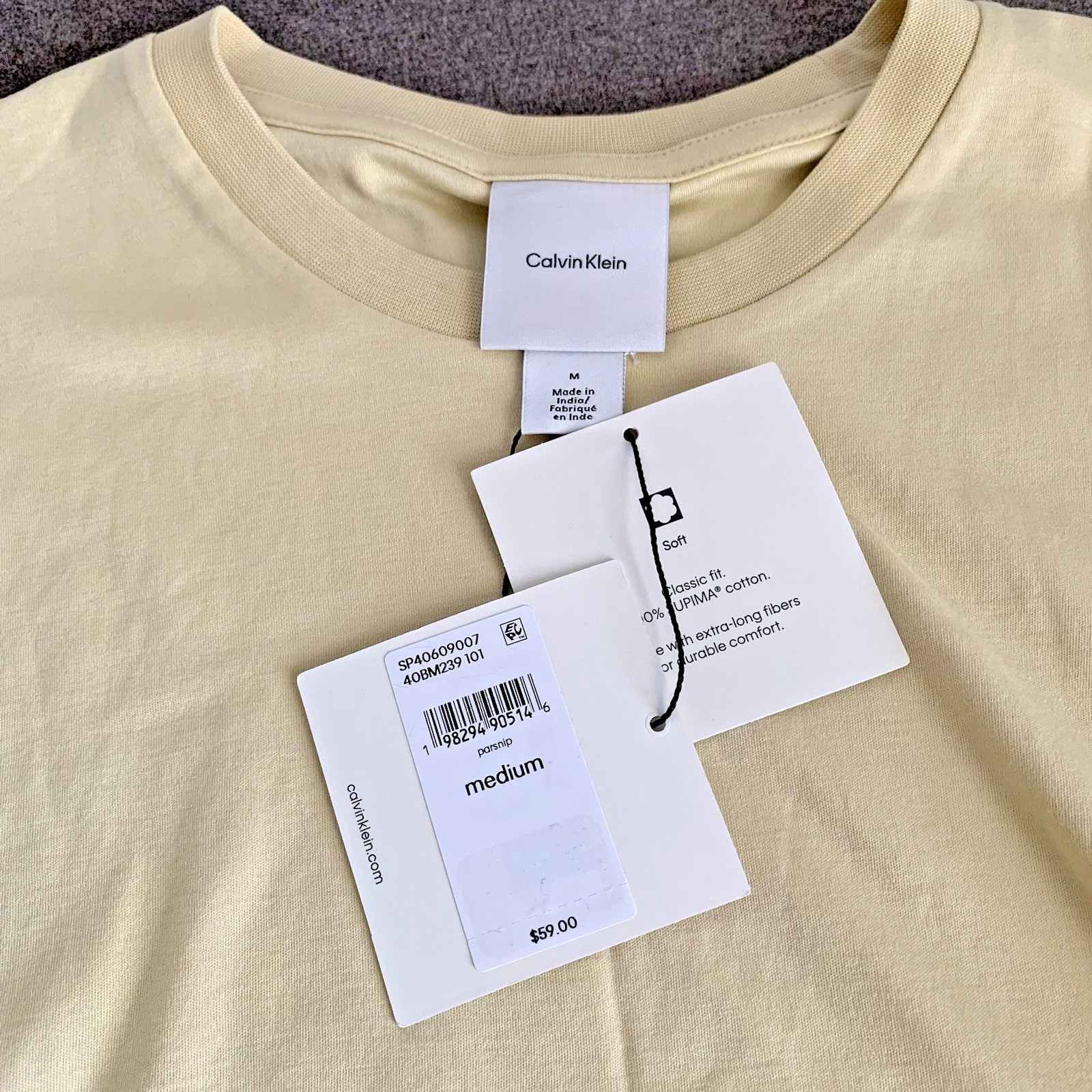 Calvin Klein Men's M Short-Sleeve Supima Cotton Soft Interlock T-Shirt Parsnip gallery
